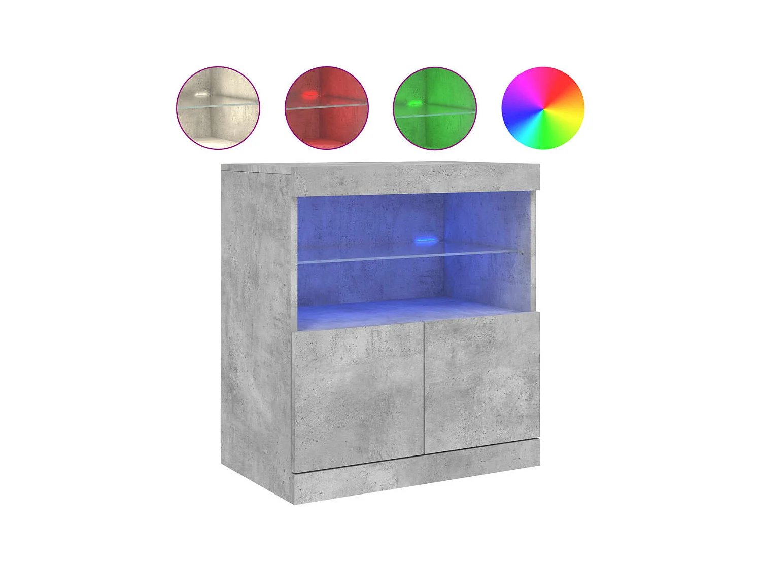 Buffet avec lumières LED gris béton 60x37x67 cm