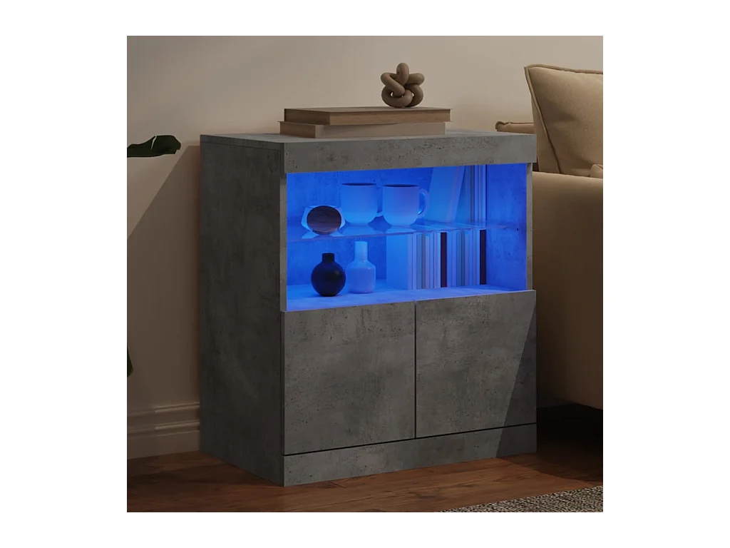 Buffet avec lumières LED gris béton 60x37x67 cm
