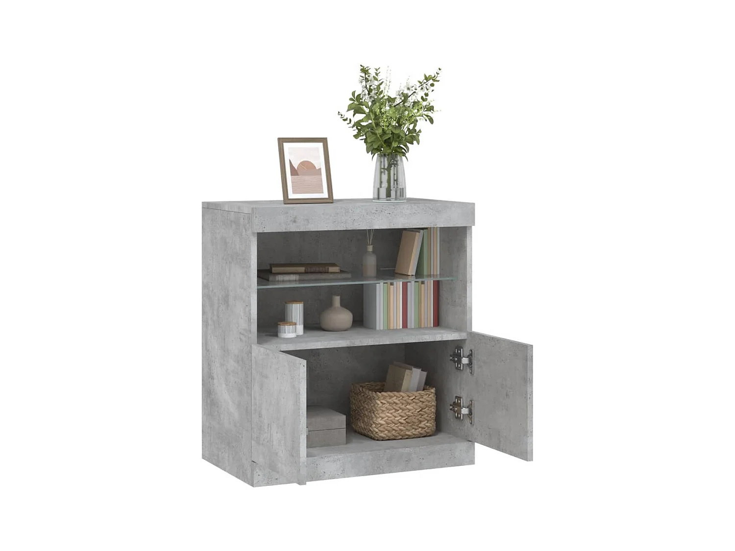 Buffet avec lumières LED gris béton 60x37x67 cm