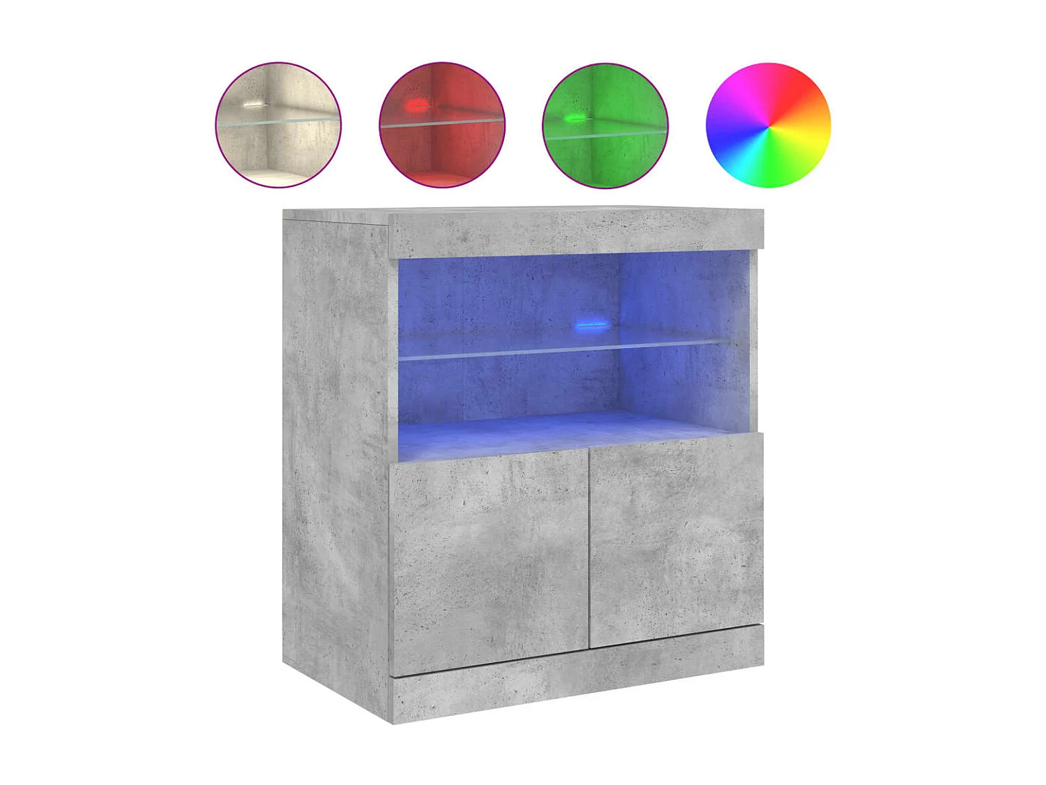 Buffet avec lumières LED gris béton 60x37x67 cm