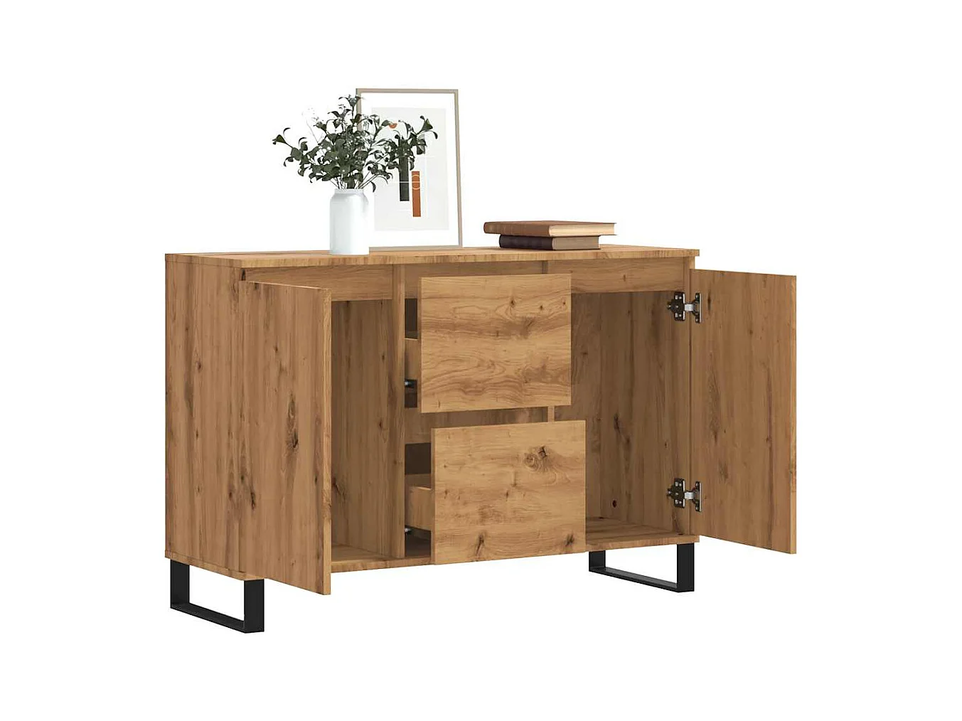 Buffet chêne artisanal 104x35x70 cm bois d'ingénierie