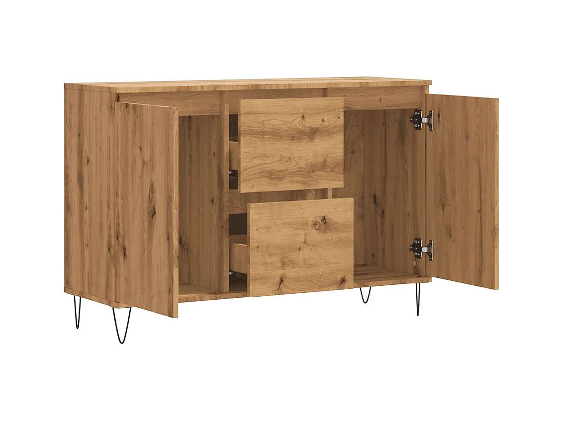 Buffet chêne artisanal 104x35x70 cm bois d'ingénierie