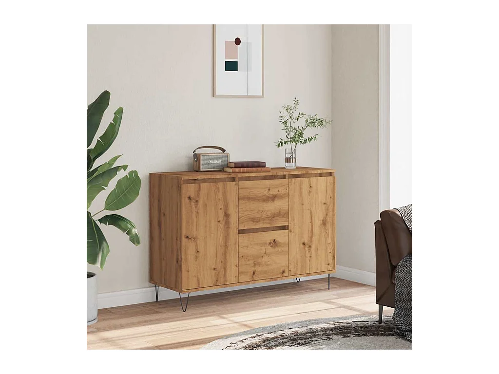 Buffet chêne artisanal 104x35x70 cm bois d'ingénierie