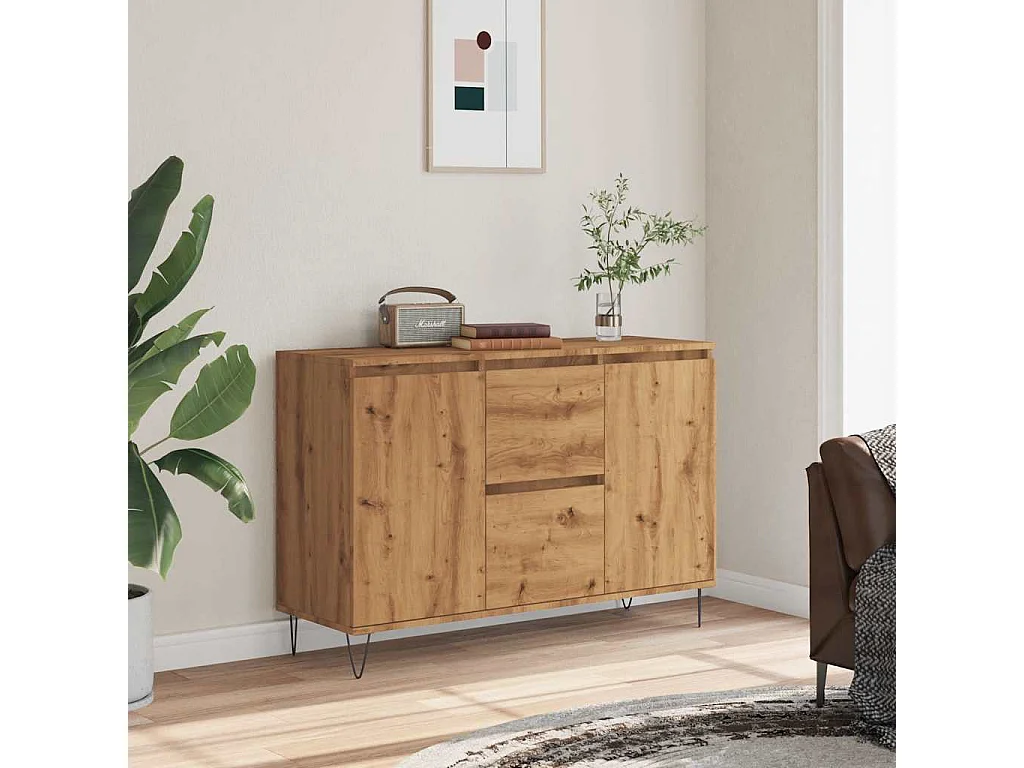 Buffet chêne artisanal 104x35x70 cm bois d'ingénierie