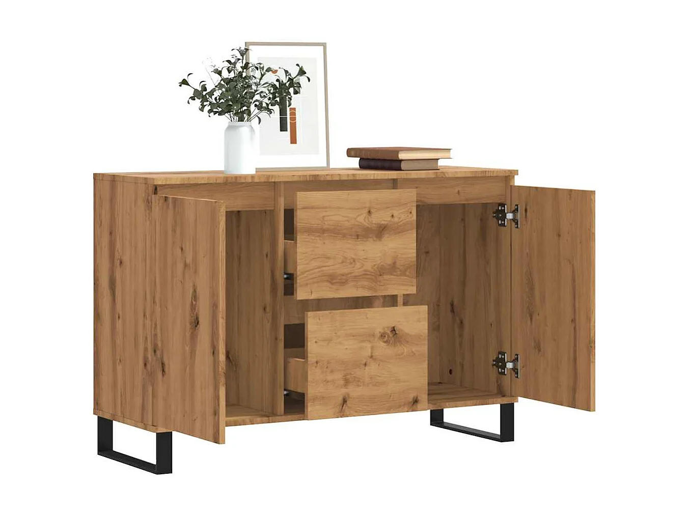 Buffet chêne artisanal 104x35x70 cm bois d'ingénierie