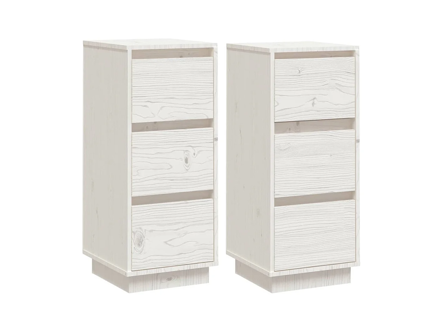 Buffets 2 pcs Blanc 32x34x75 cm Bois massif de pin