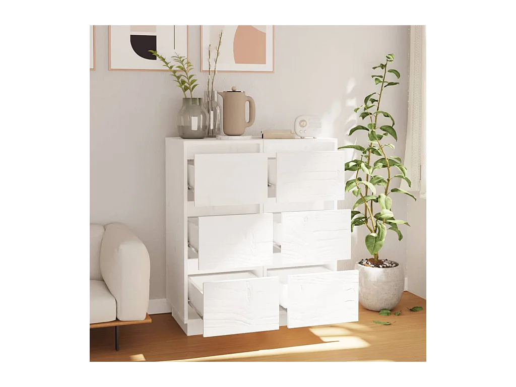 Buffets 2 pcs Blanc 32x34x75 cm Bois massif de pin