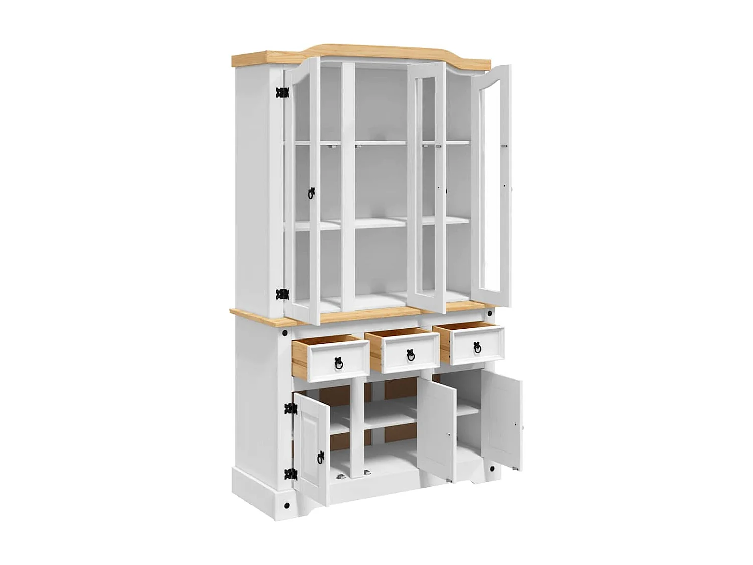 Buffet haut Corona blanc 112x43x196 cm bois massif pin mexicain