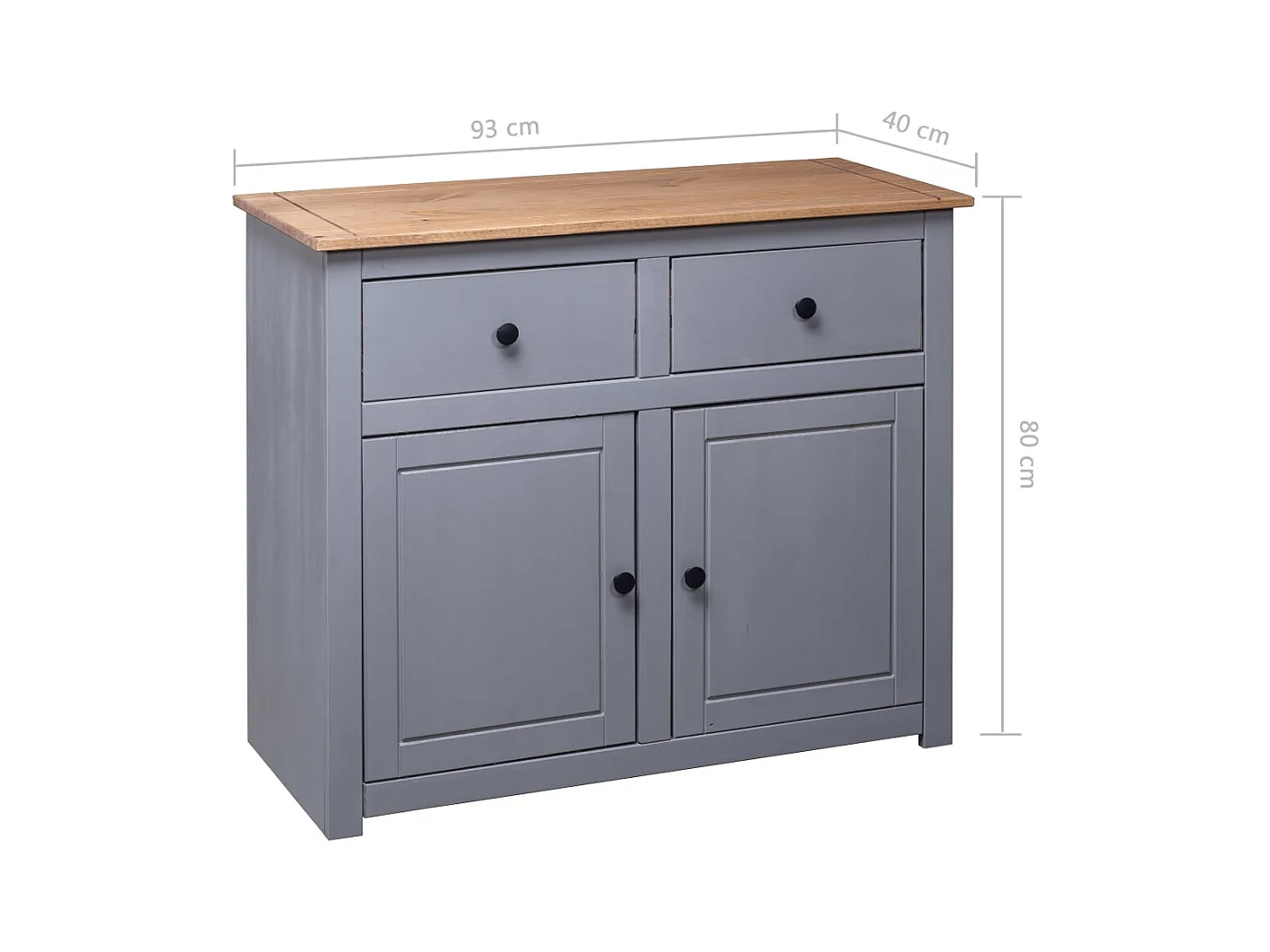 Buffet Gris 93x40x80 cm Pin solide Assortiment Panama