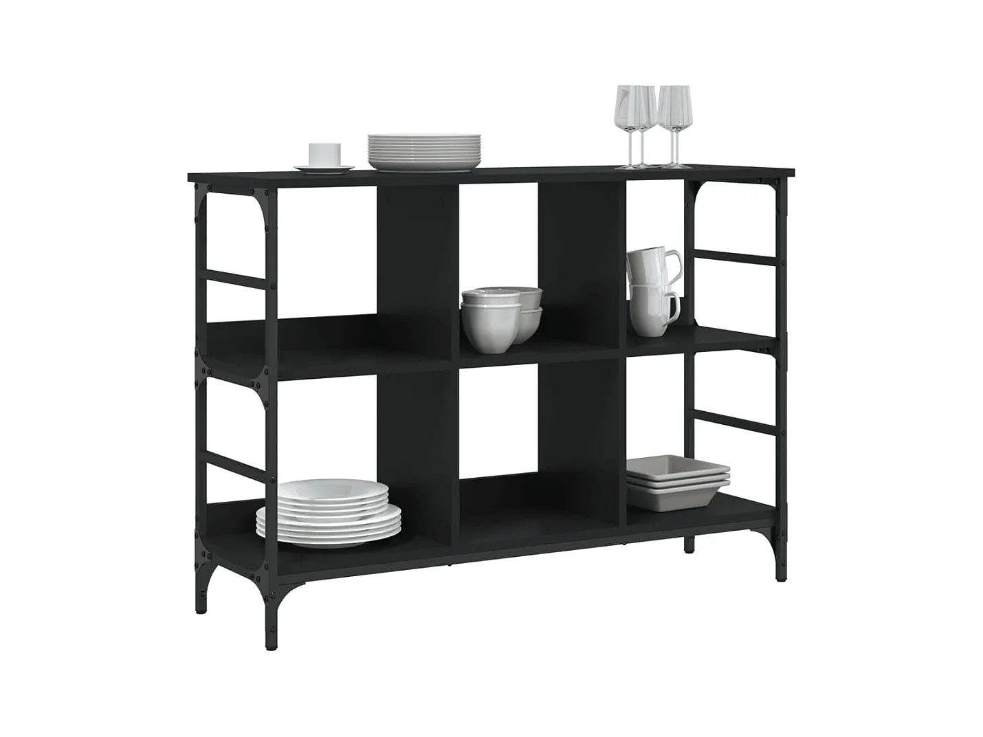 Buffet noir 102x32x73,5 cm bois d'ingénierie