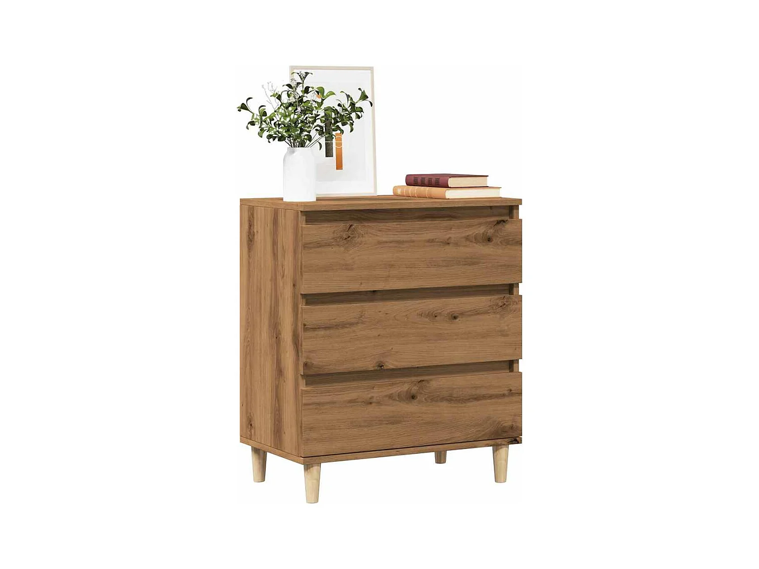 Handgemaakt eikenhouten dressoir 60x35x70 cm bewerkt hout