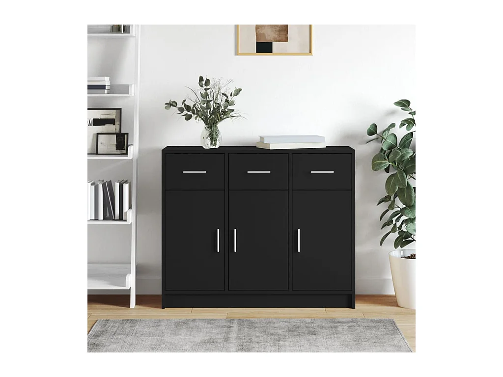 Buffet noir 91x28x75 cm bois d'ingénierie