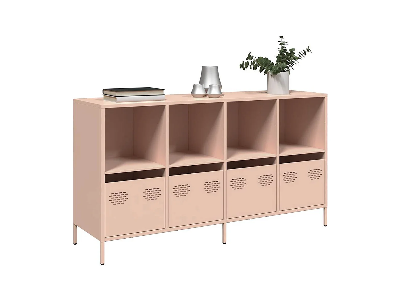 Credenza rosa 135x39x73,5 cm in acciaio laminato a freddo