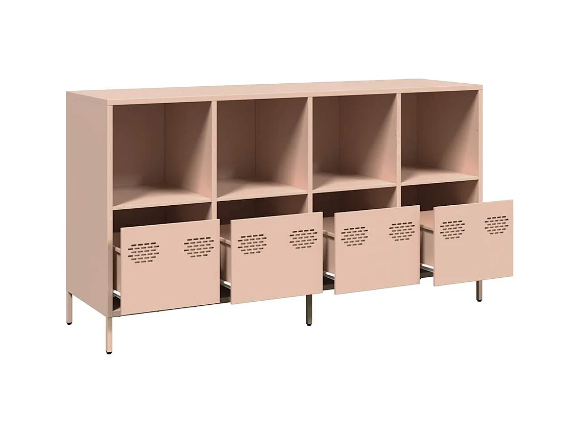 Credenza rosa 135x39x73,5 cm in acciaio laminato a freddo
