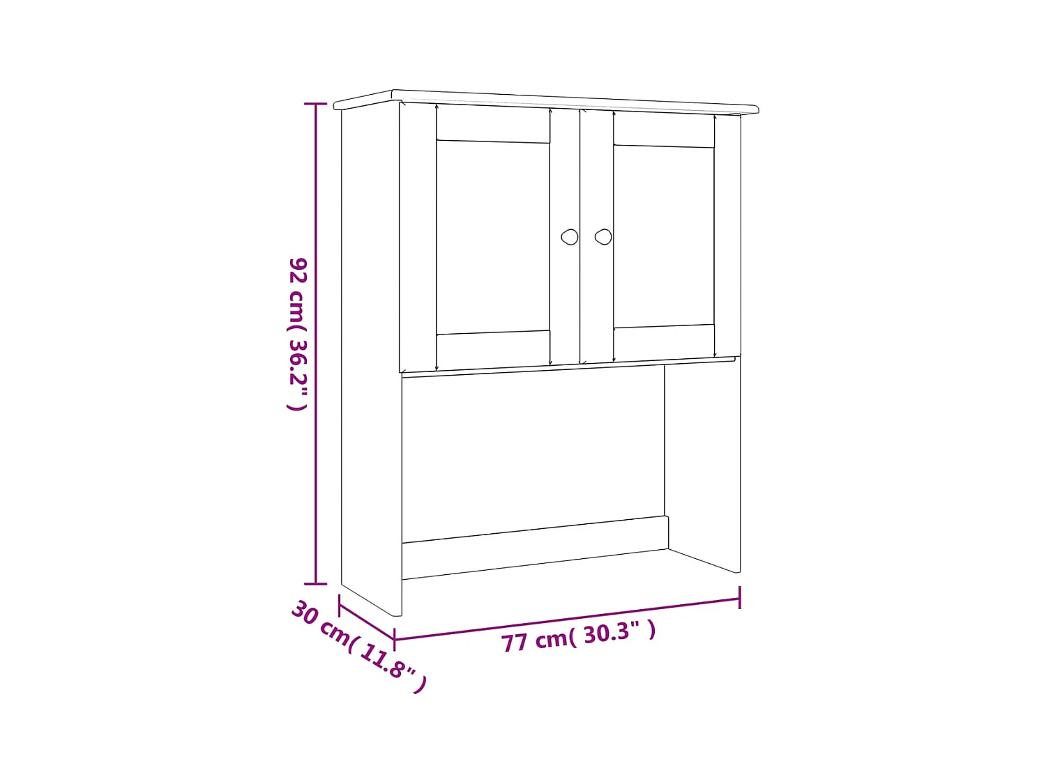 ALTA Kommode 77x30x92 cm Massivholz Kiefer