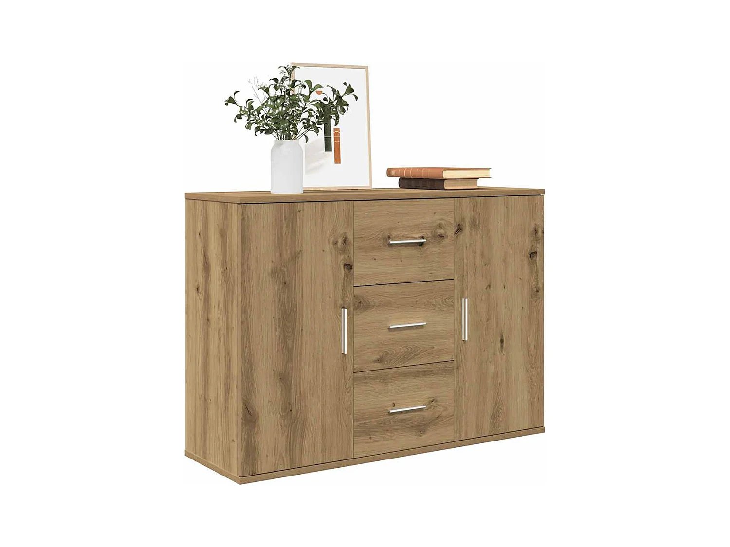 Buffet chêne artisanal 90x29,5x65 cm bois d'ingénierie