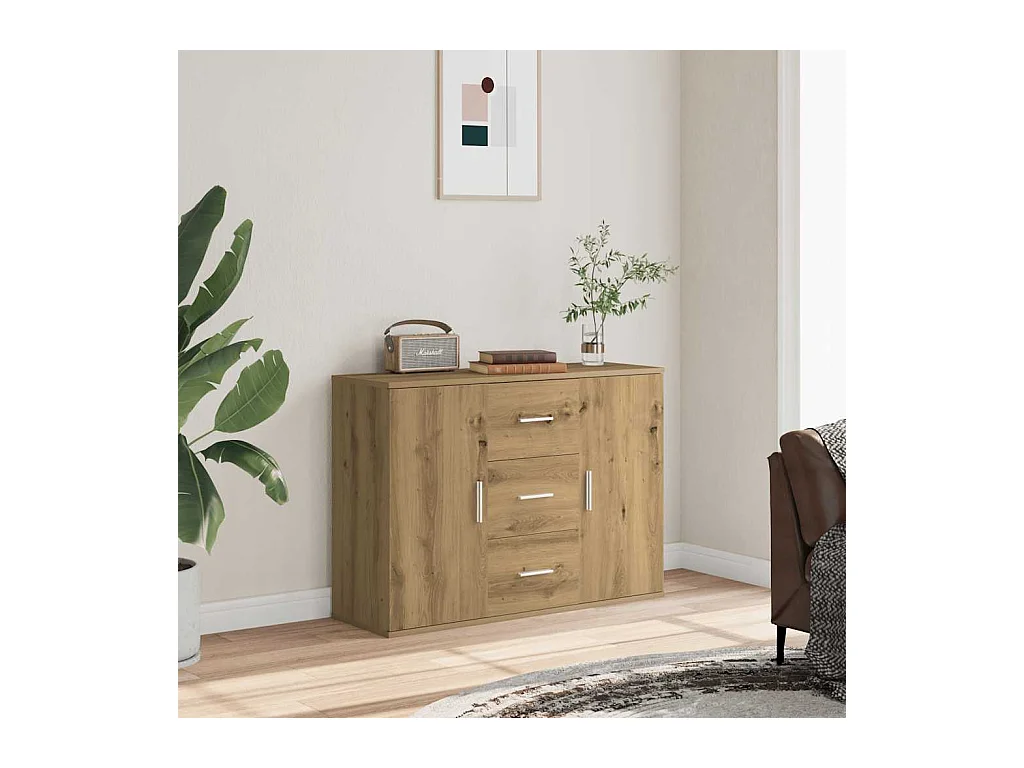 Buffet chêne artisanal 90x29,5x65 cm bois d'ingénierie