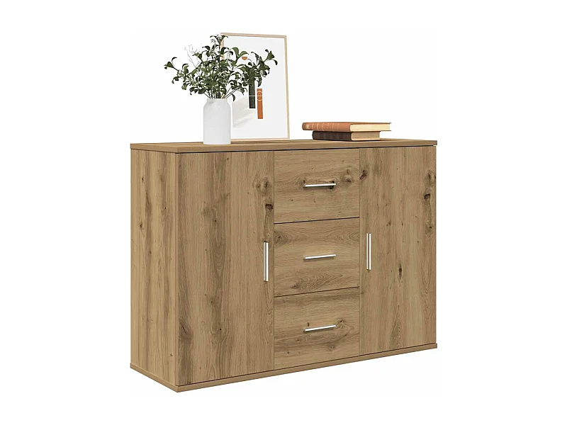 Aparador de roble artesanal 90x29,5x65 cm madera de ingeniería