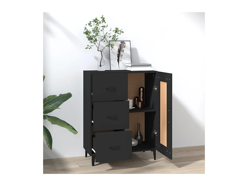 Buffet Noir 69,5x34x90 cm Bois d'ingénierie