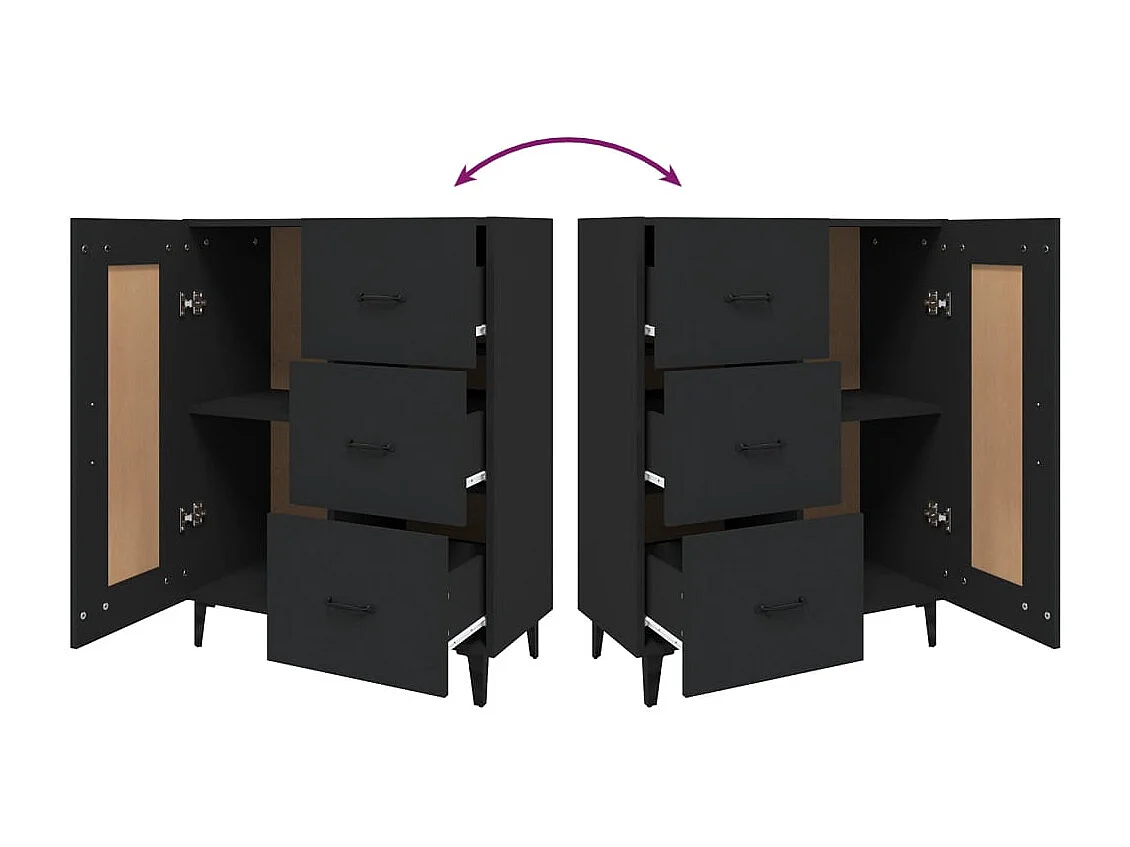 Buffet Noir 69,5x34x90 cm Bois d'ingénierie