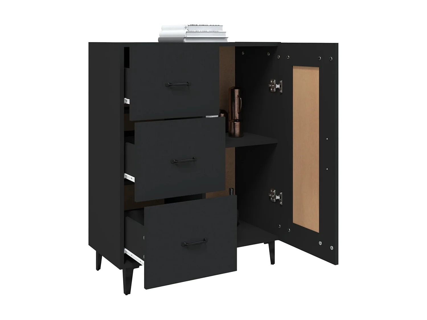 Buffet Noir 69,5x34x90 cm Bois d'ingénierie