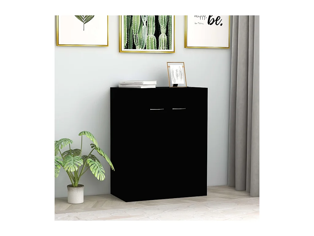 Buffet noir 60x30x75 cm bois d'ingénierie