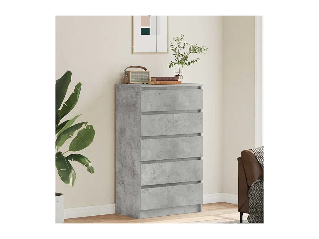 Cómoda gris hormigón 60x36x103 cm Madera de ingeniería