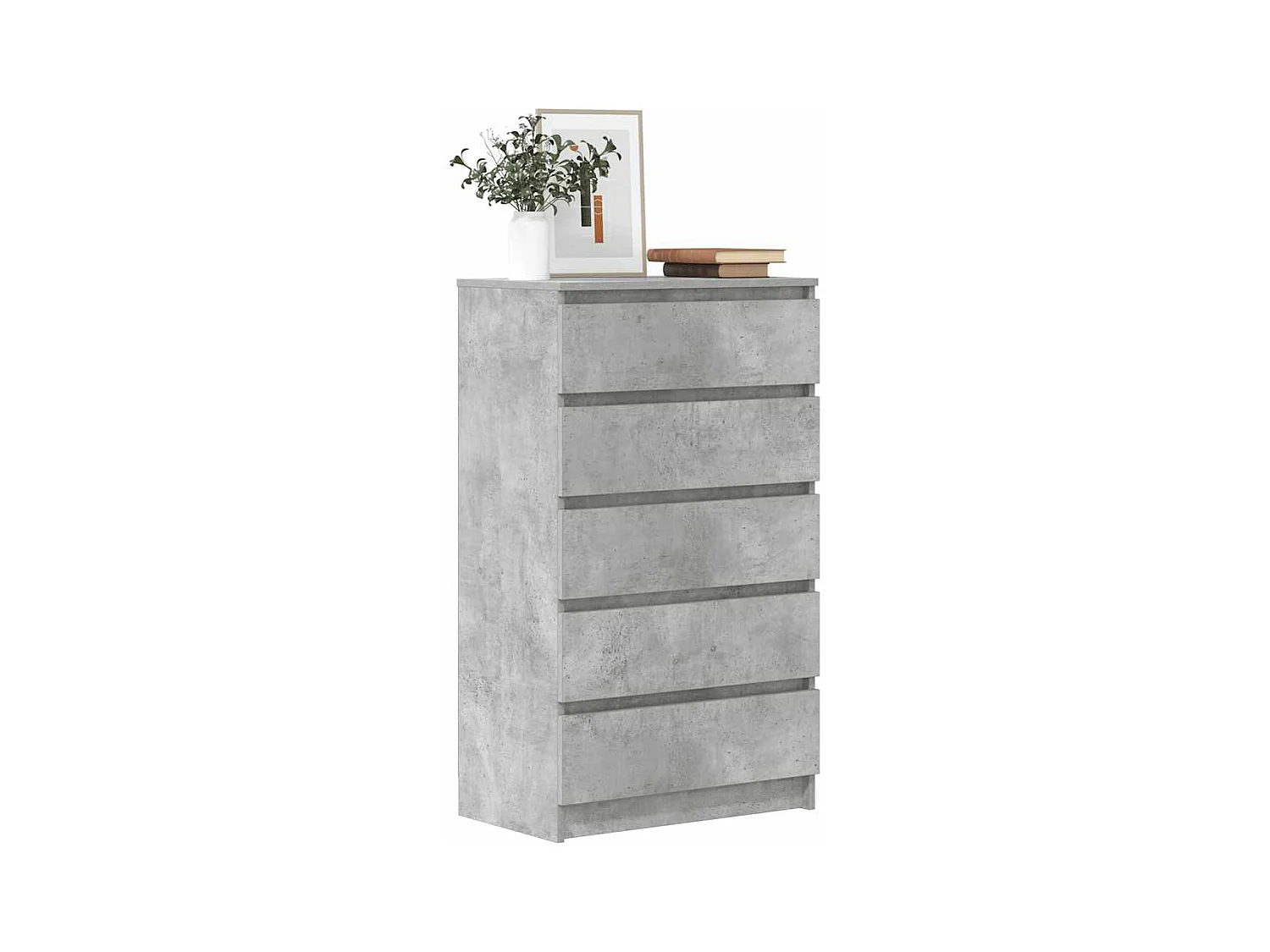 Cassettiera grigio cemento 60x36x103 cm in legno ingegnerizzato