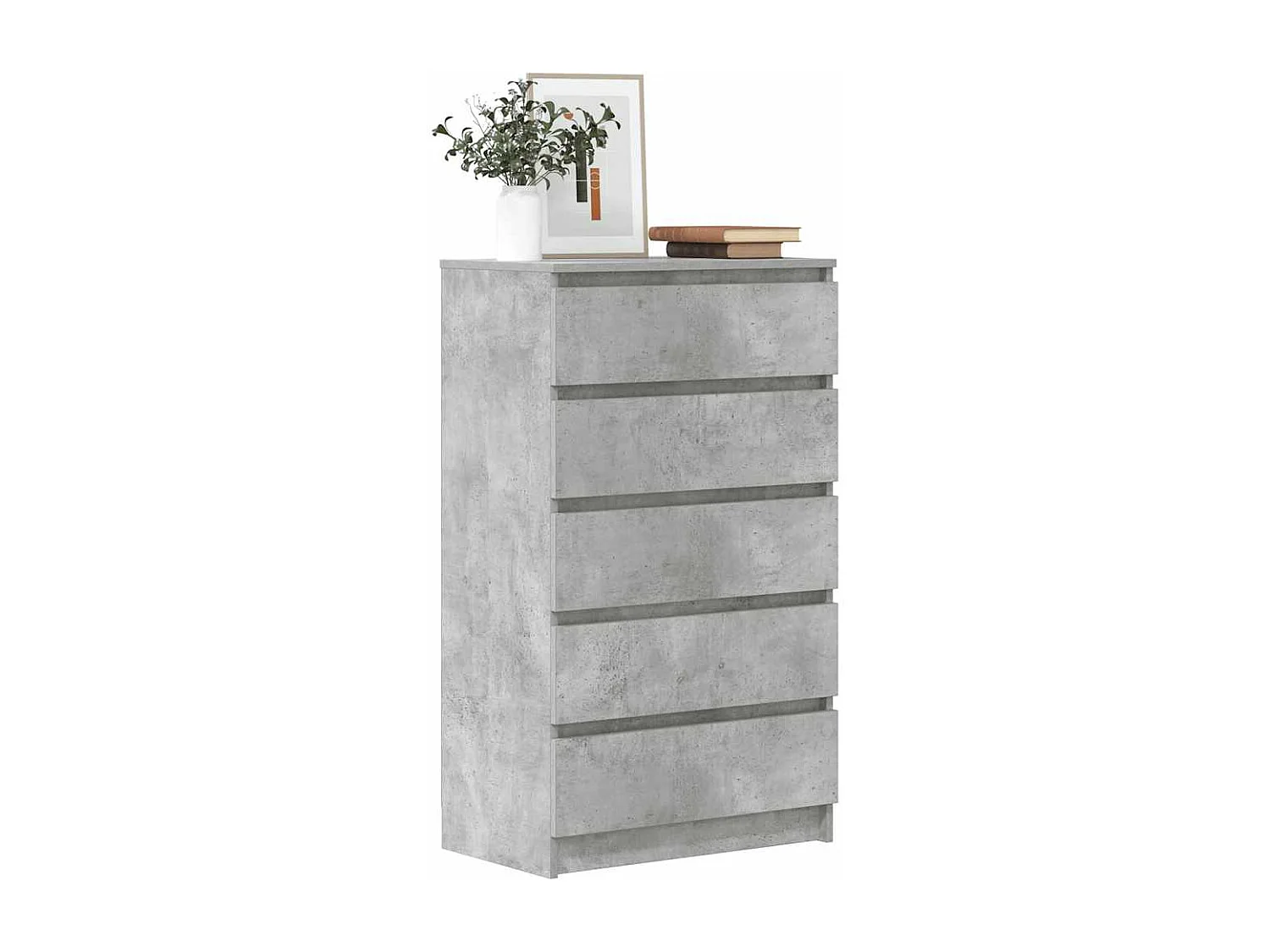 Cassettiera grigio cemento 60x36x103 cm in legno ingegnerizzato