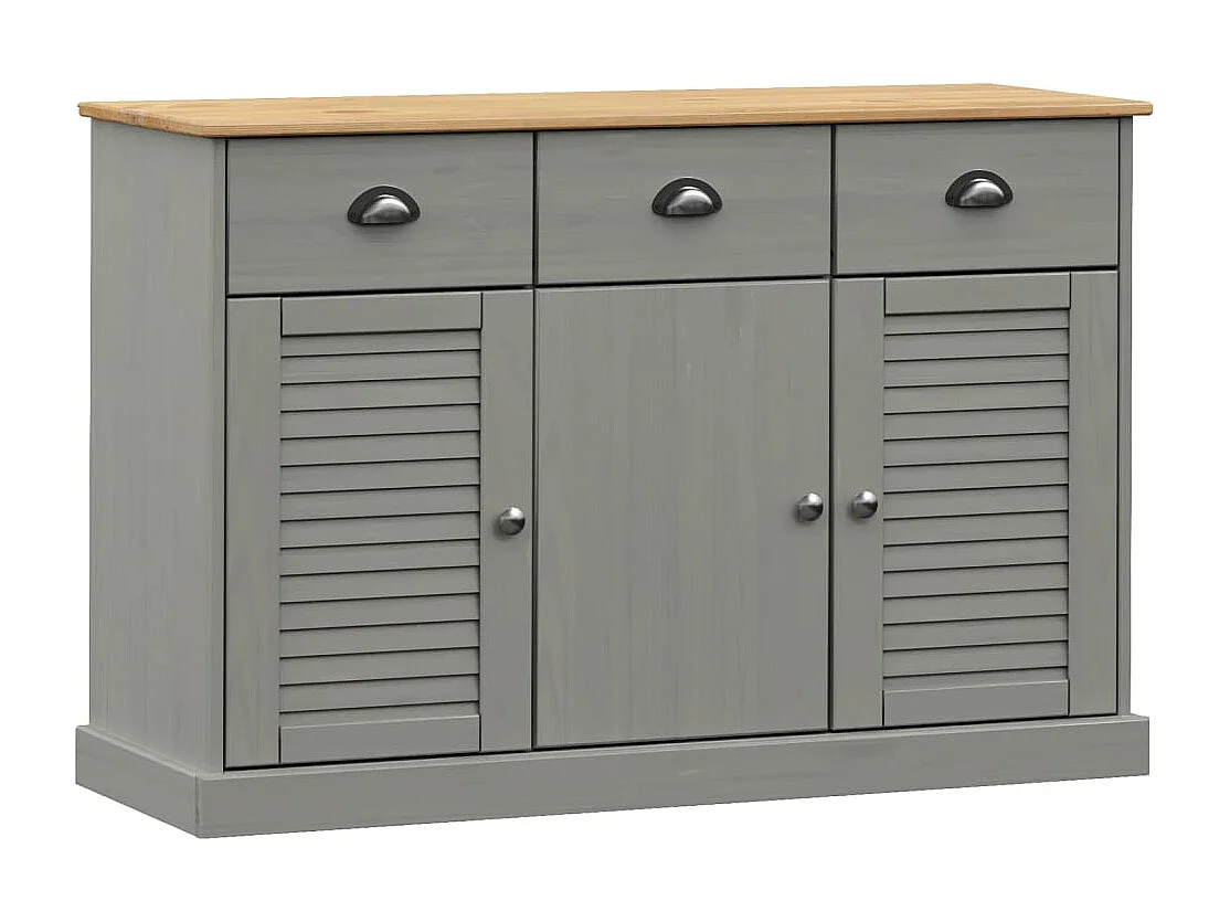 Buffet avec tiroirs VIGO 113x40x75 cm gris bois massif de pin