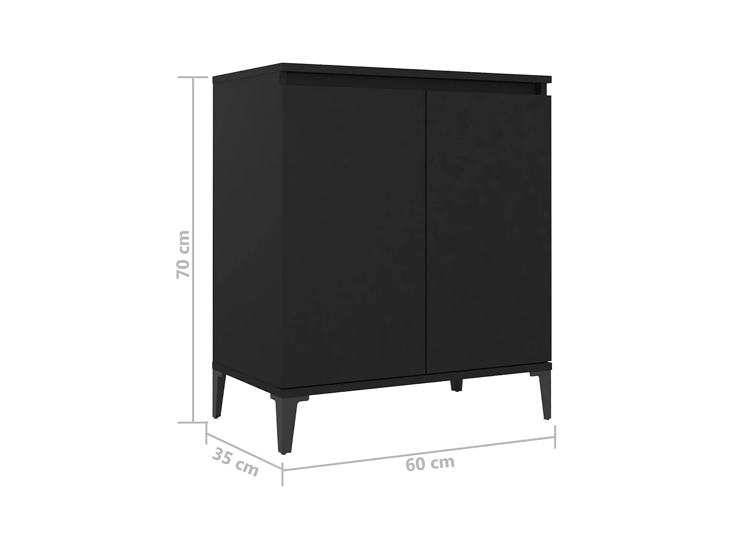 Buffet noir 60x35x70 cm bois d'ingénierie