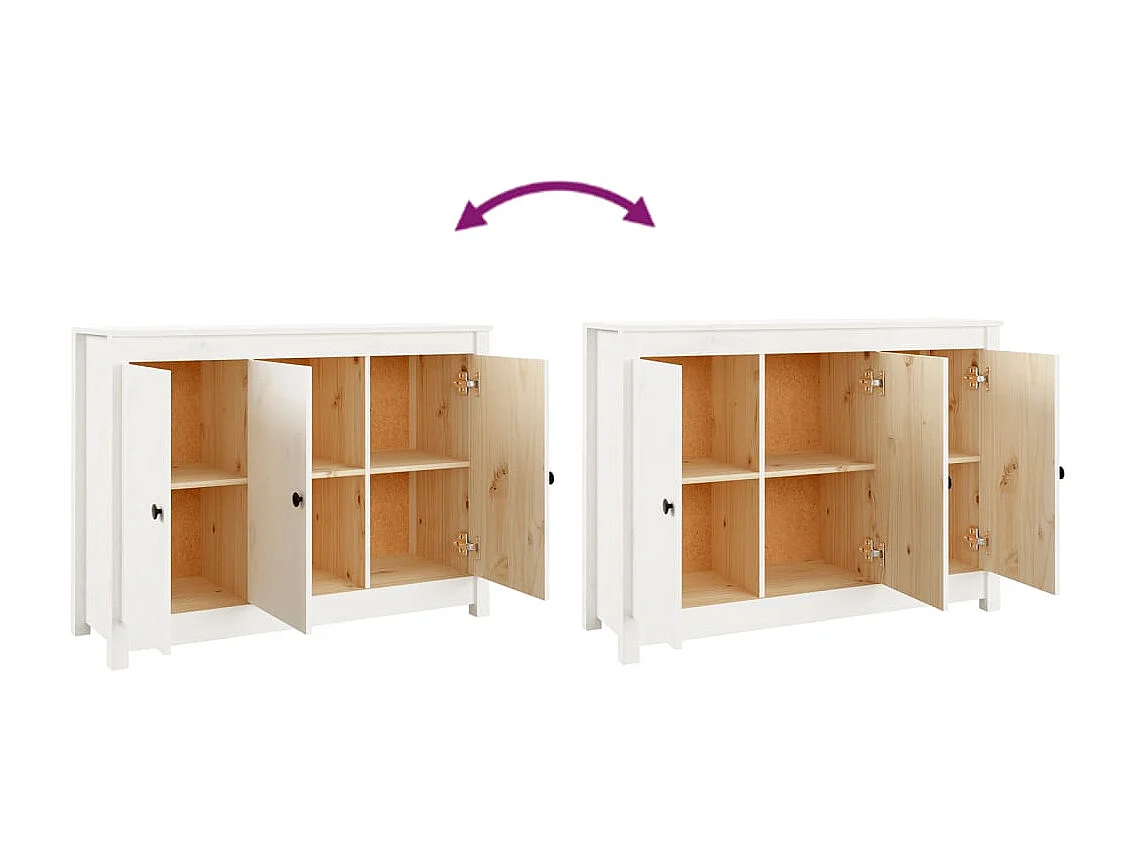 Buffet Blanc 100x35x74 cm Bois massif de pin