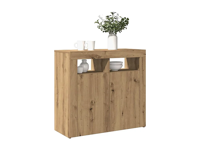 Buffet avec lumières LED chêne artisanal bois d'ingénierie