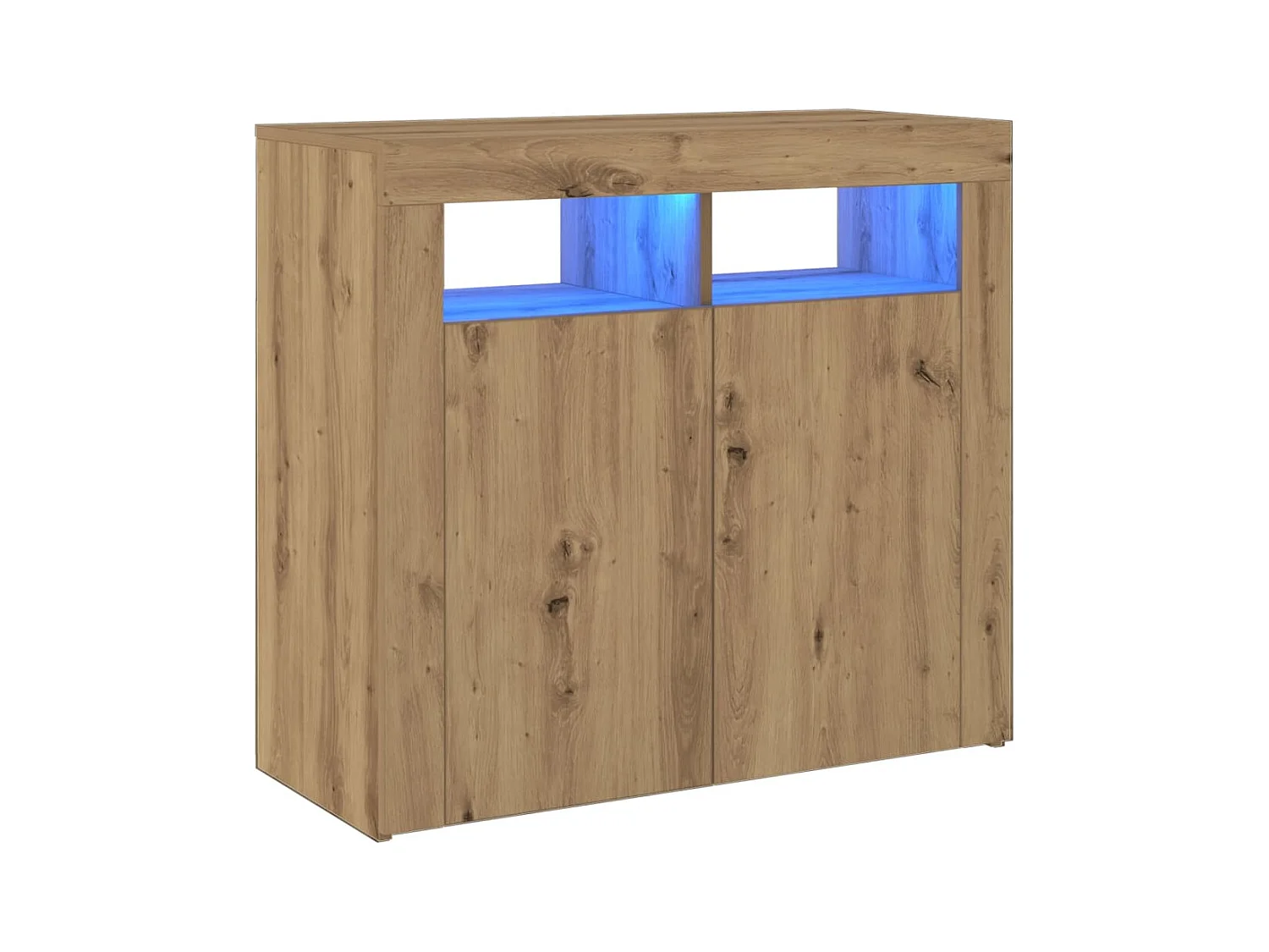 Buffet avec lumières LED chêne artisanal bois d'ingénierie