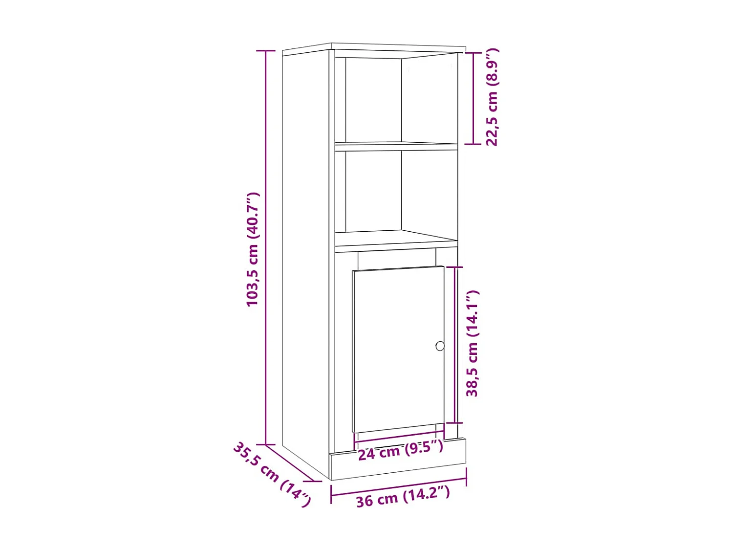 Buffet haut vieux bois 36x35,5x103,5 cm bois d'ingénierie
