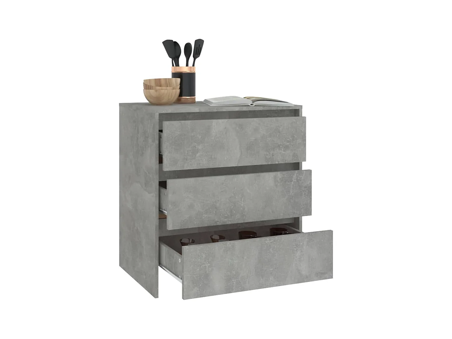 Buffet Gris béton 70x41x75 cm Bois d'ingénierie