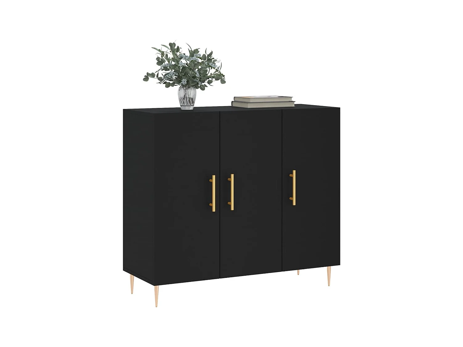Buffet noir 90x34x80 cm bois d'ingénierie