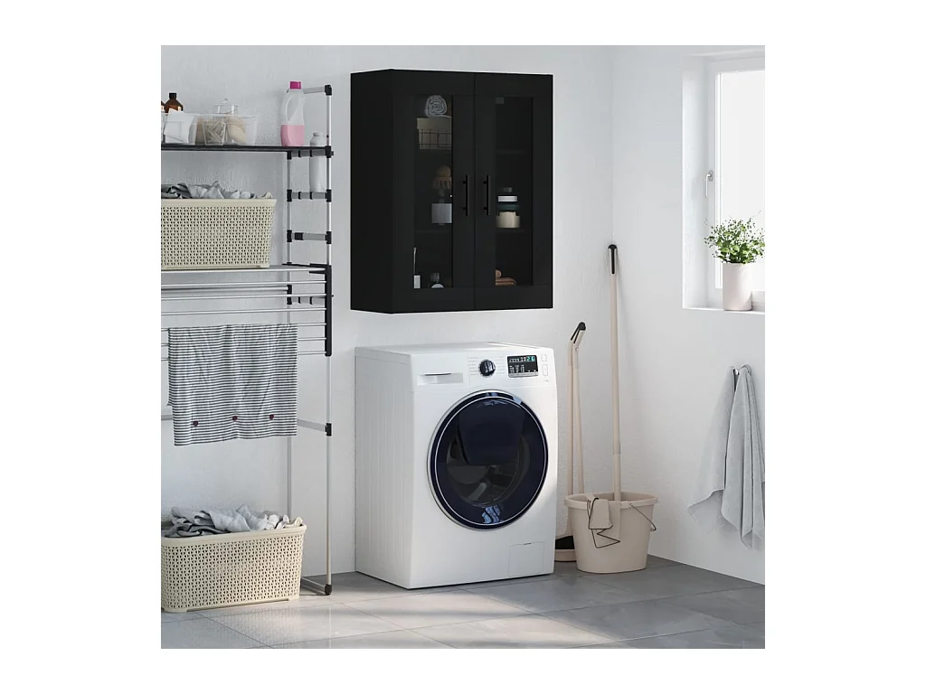 Mobiletto da parete nero 69,5x34x90 cm