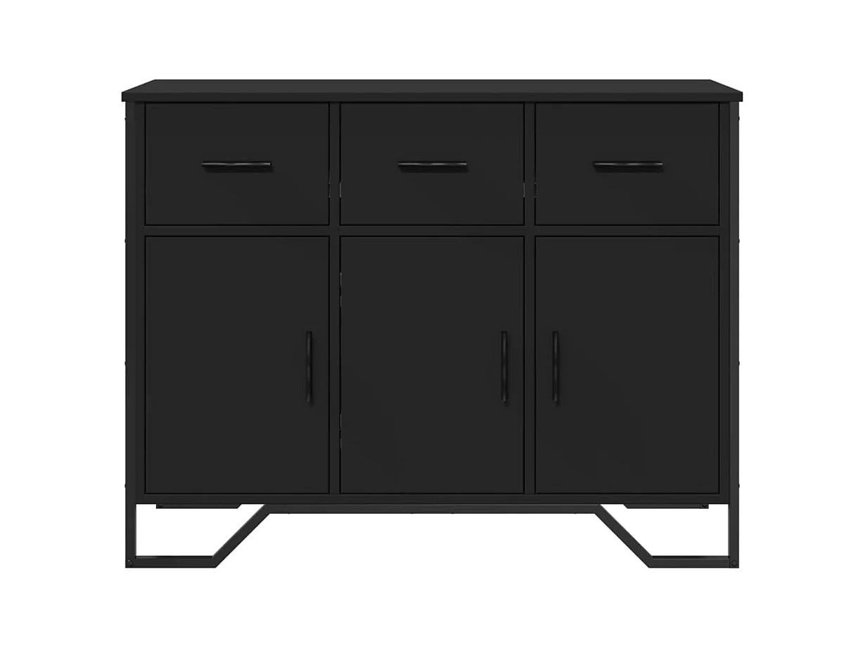 Buffet noir 97x32,5x74,5 cm bois d’ingénierie