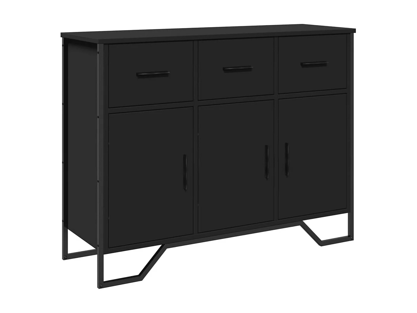 Buffet noir 97x32,5x74,5 cm bois d’ingénierie