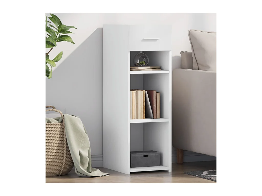 Credenza bianca 30x42,5x93 cm in legno ingegnerizzato