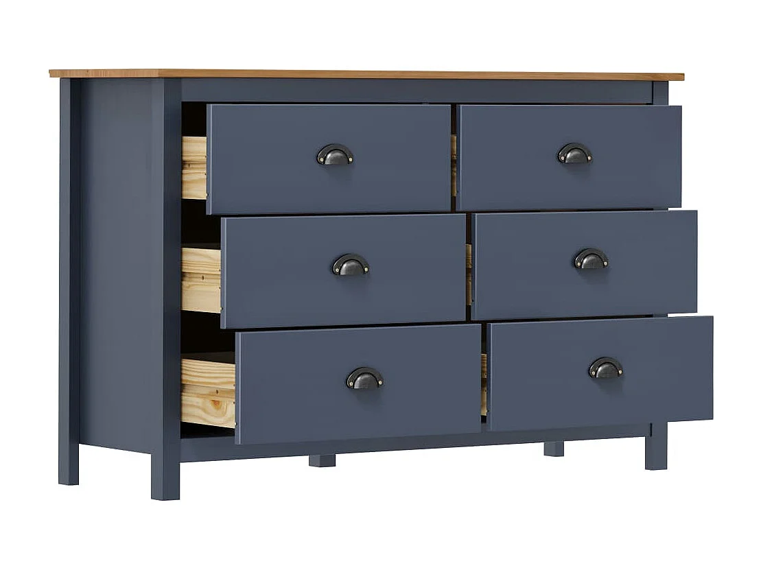 Buffet Hill Gris 125x40x80 cm Bois de pin solide