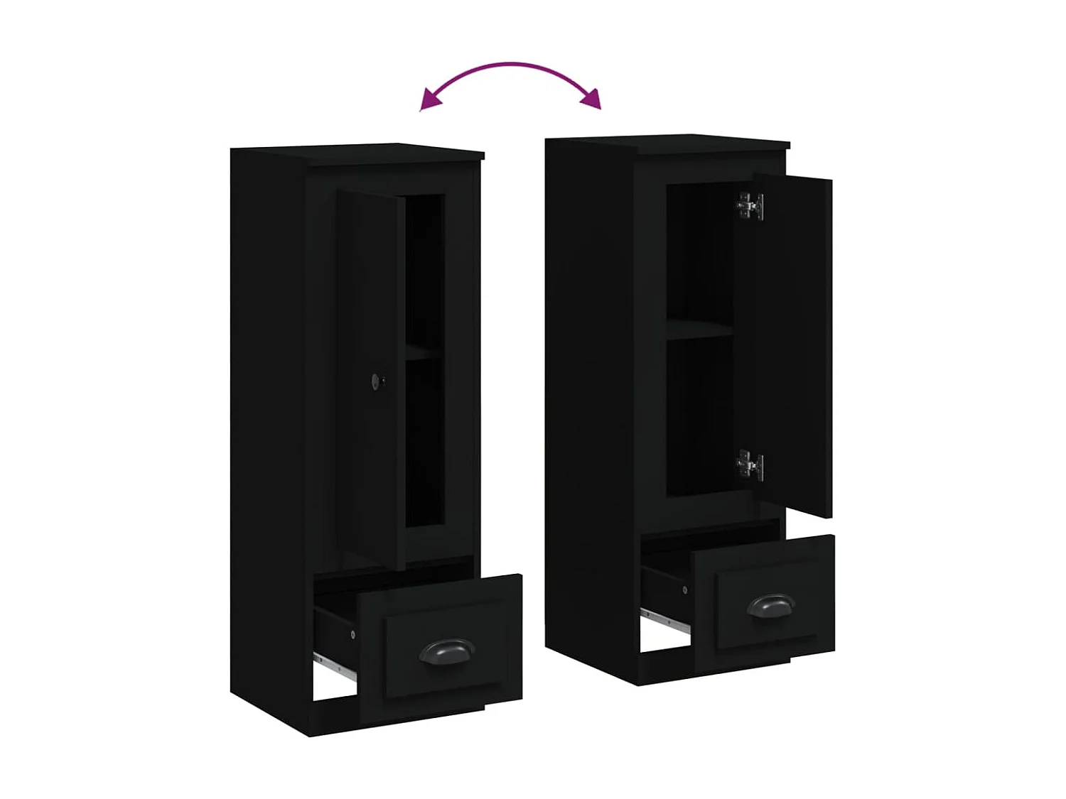 Buffet haut noir 36x35,5x103,5 cm bois d'ingénierie