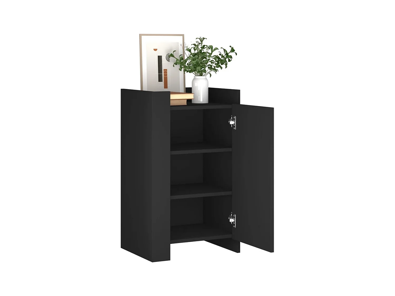 Buffet noir 45x35x75 cm bois d’ingénierie