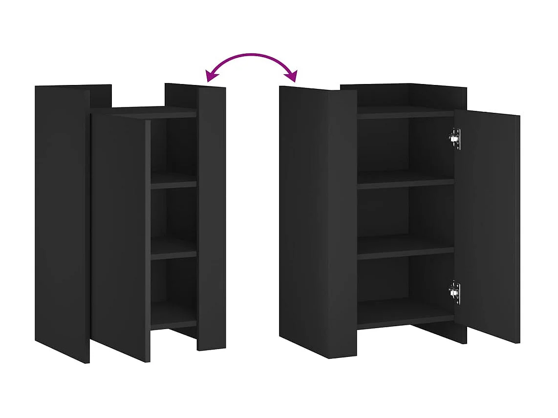 Buffet noir 45x35x75 cm bois d’ingénierie