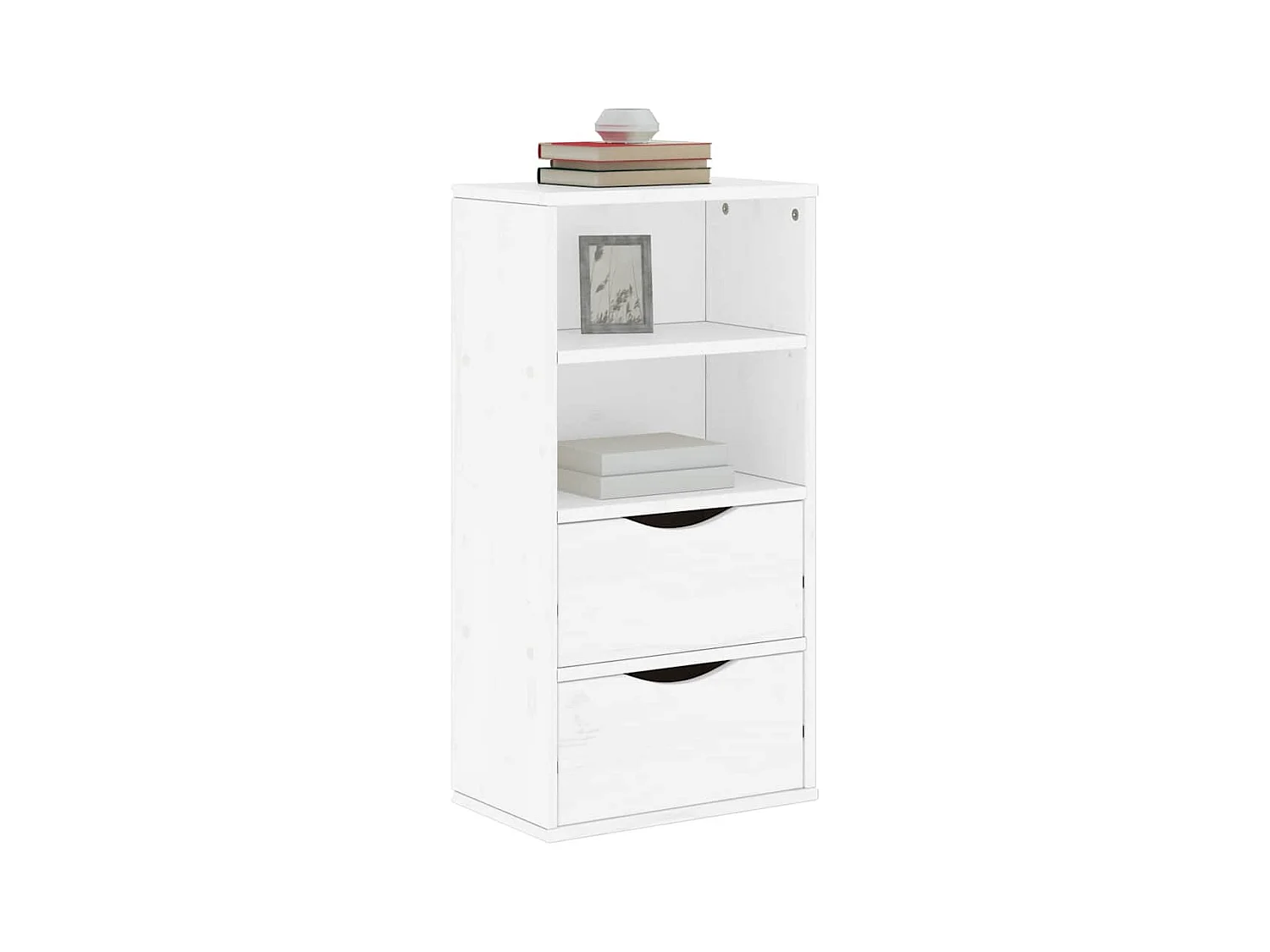 Armoire latérale tiroirs ODDA blanc 40x24x79 cm bois massif pin