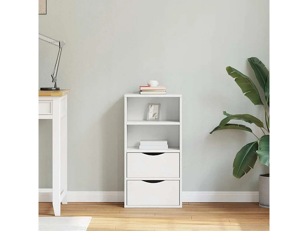 Armoire latérale tiroirs ODDA blanc 40x24x79 cm bois massif pin