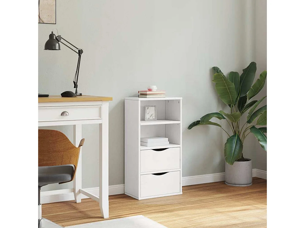 Armoire latérale tiroirs ODDA blanc 40x24x79 cm bois massif pin