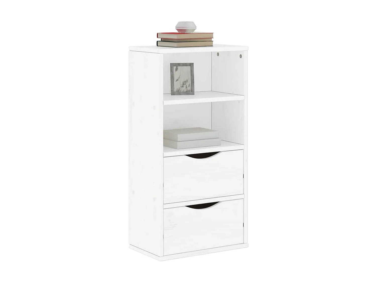 Mobiletto laterale bianco ODDA con cassetti 40x24x79 cm in legno massello di pino