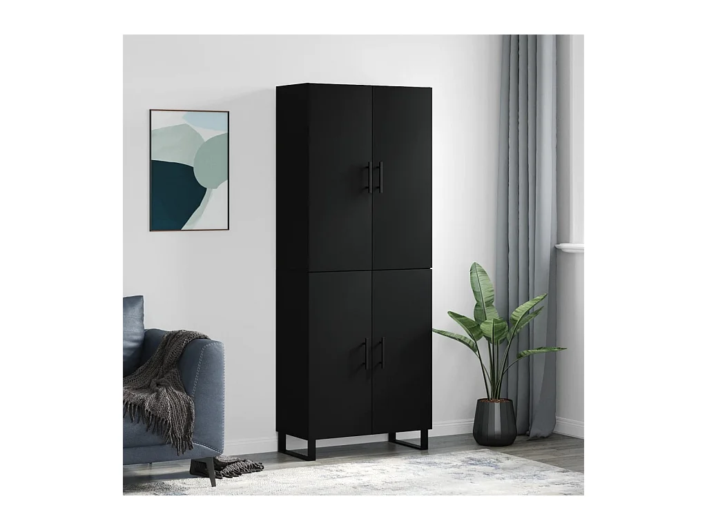 Buffet haut Noir 69,5x34x180 cm Bois d'ingénierie